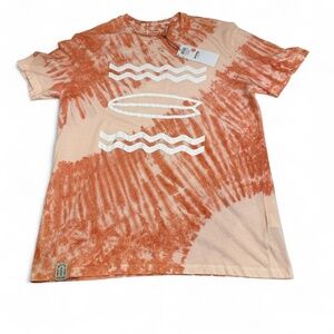 NWT Sinsay Surf Surfboard Shirt Mens L Orange Tie-Dye Surfing Beach Swell Summer